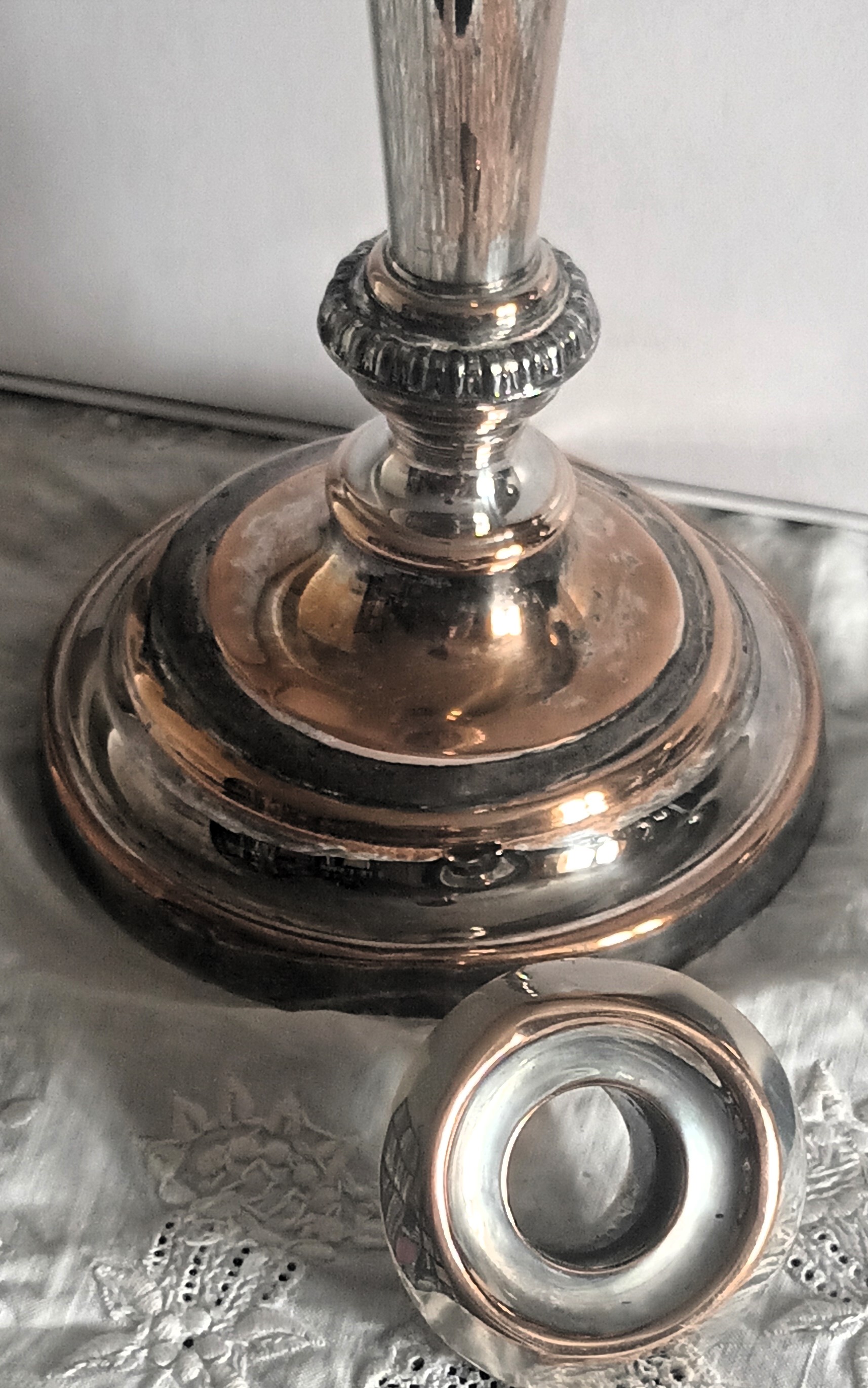 Antique English Victorian Old Sheffield Plate Candlestick - Image 4